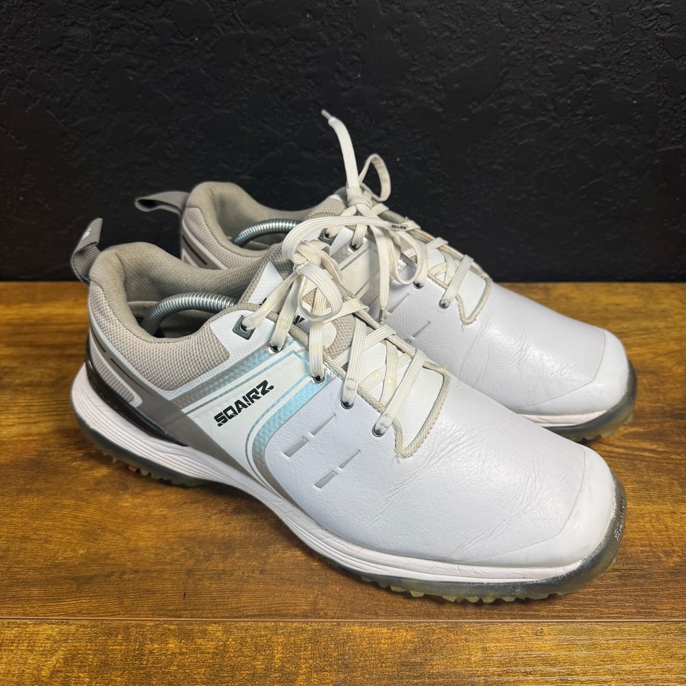 SQAIRZ‎ Speed White Synthetic Leather Spiked Golf Shoes Mens Size 10.5 US